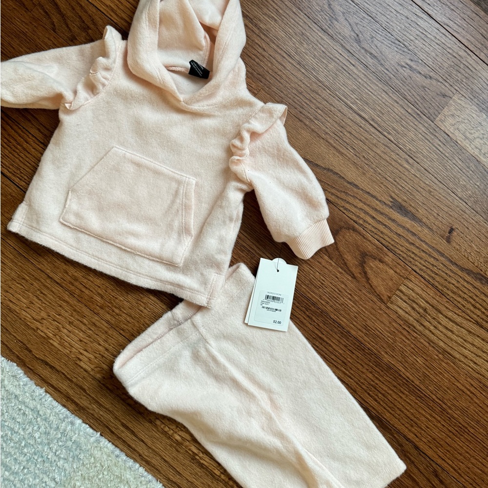 Something Navy pink fleece track set - size 3 months